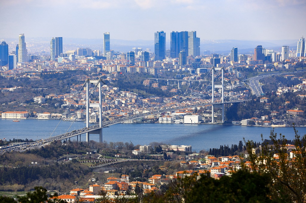 Europa und asien in istanbul grenze zwischen Bosporus